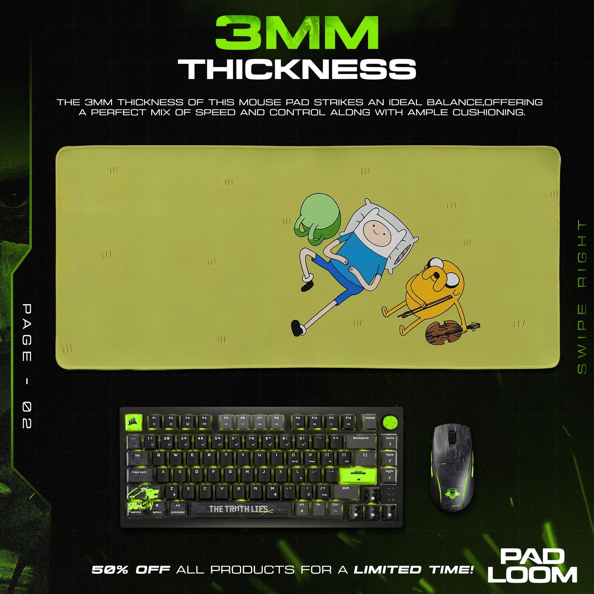 Adventure Time Mouse Pad - Chill Cartoon Desk Mat Padloom