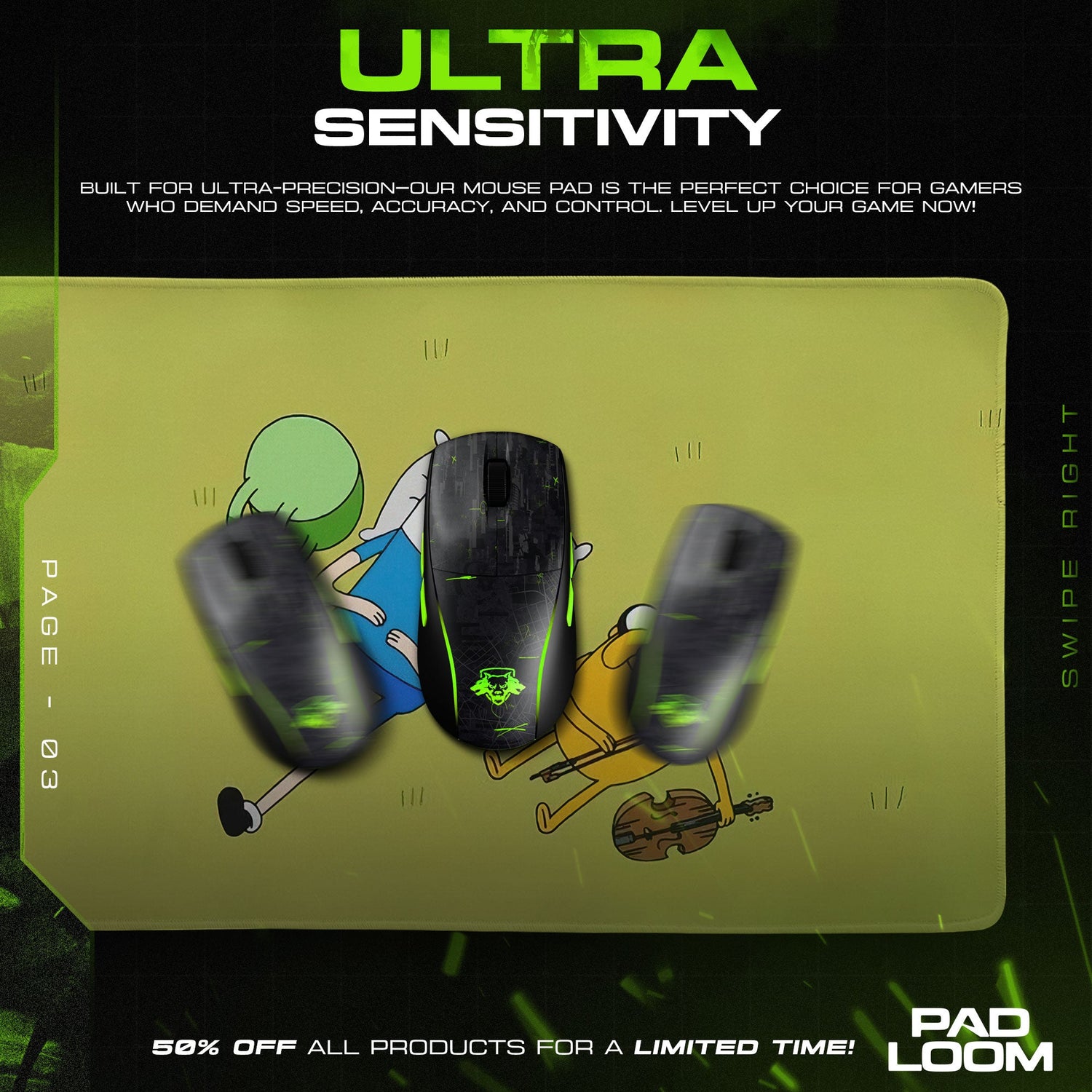 Adventure Time Mouse Pad - Chill Cartoon Desk Mat Padloom