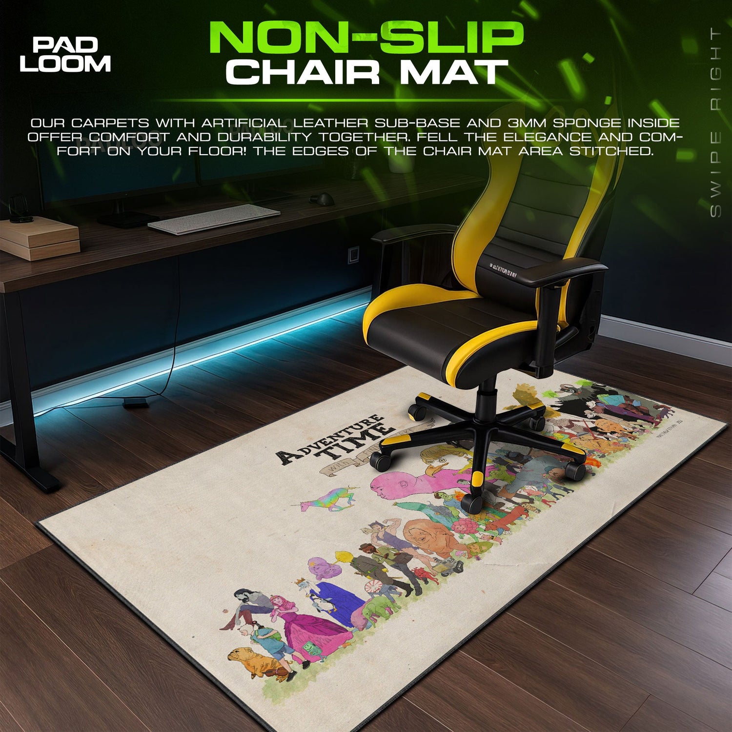 Adventure Time Mouse Pad, Finn & Jake with Full Character Cast Desk Mat Padloom
