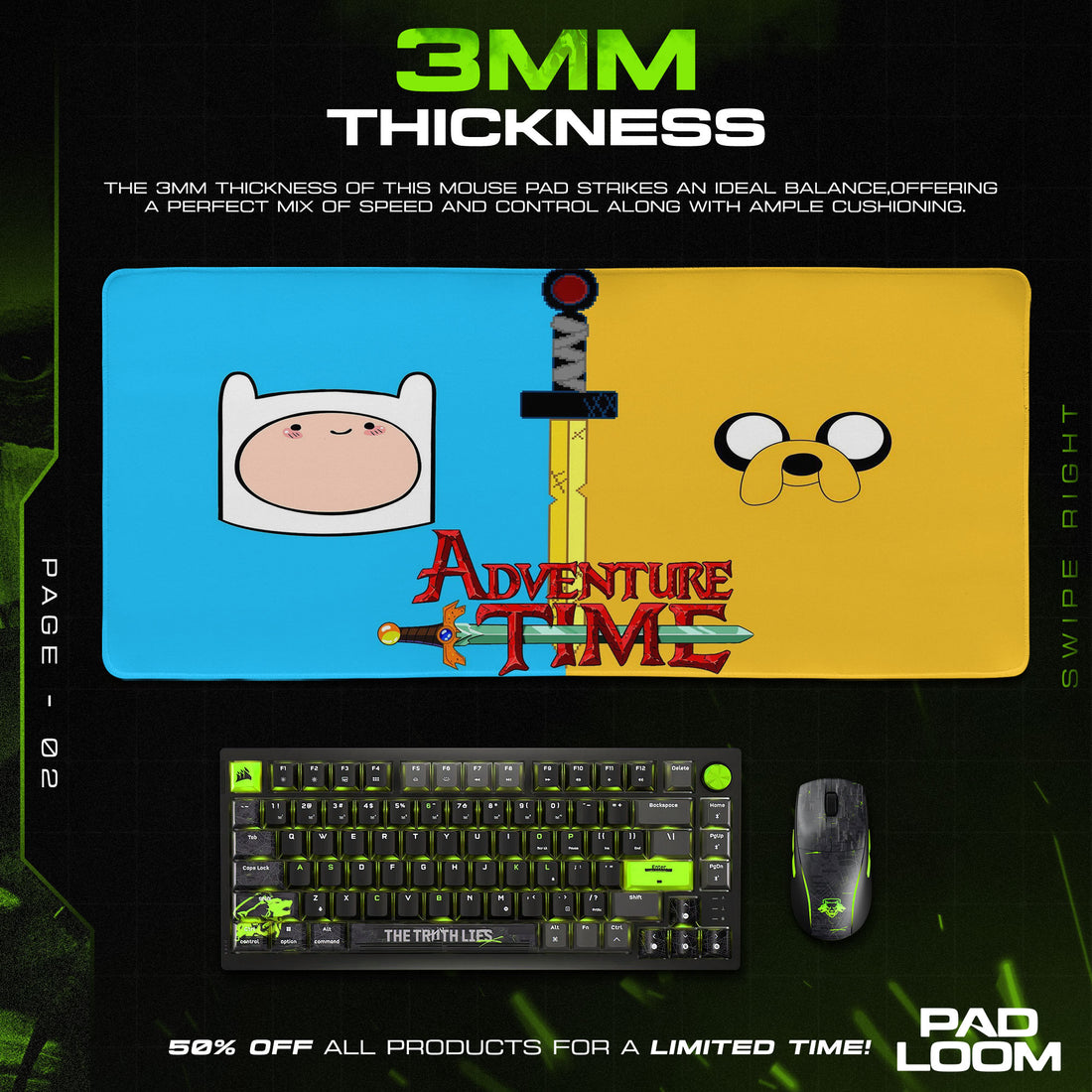 Adventure Time Mouse Pad, Finn & Jake Minimalist Desk Mat