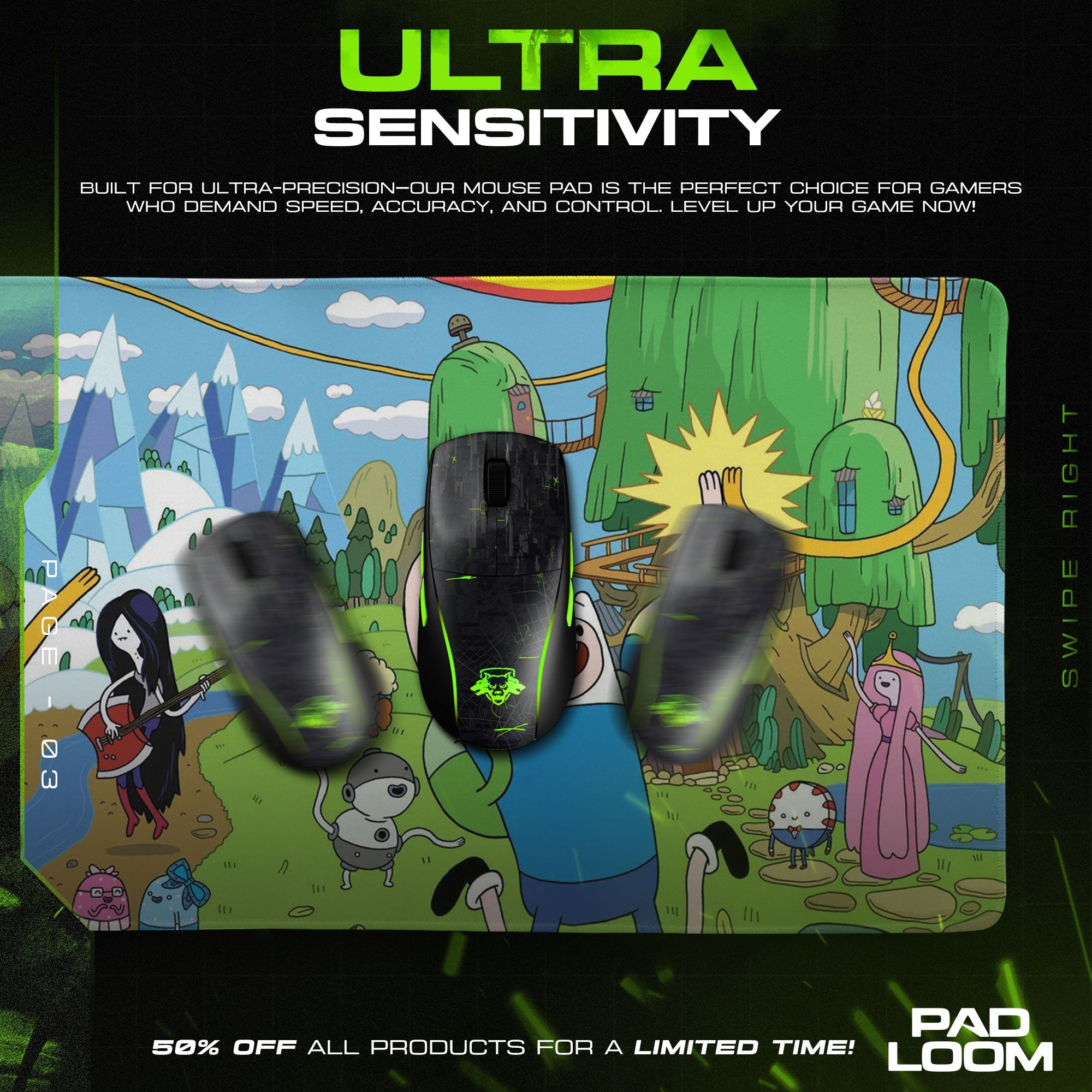 Adventure Time Mouse Pad - Land of Ooo Desk Mat Padloom