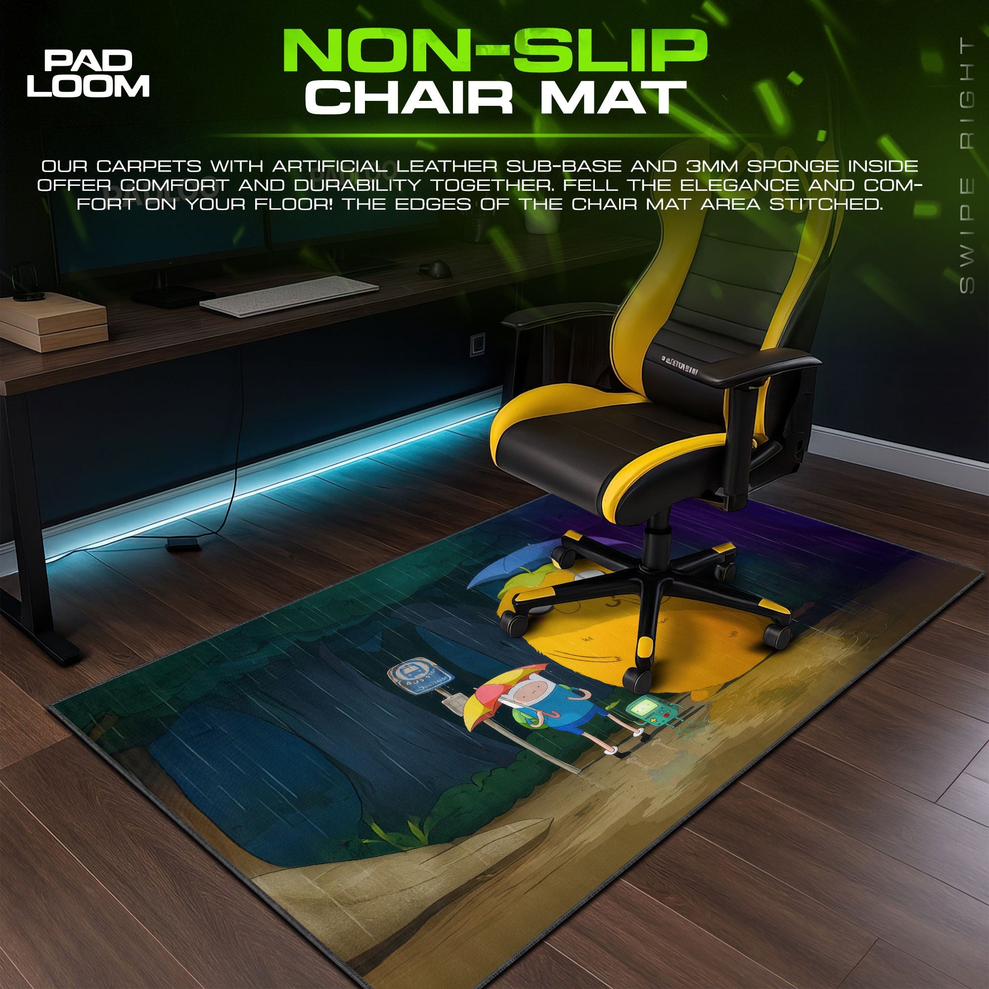 Adventure Time Mouse Pad - Rainy Night Desk Mat Padloom