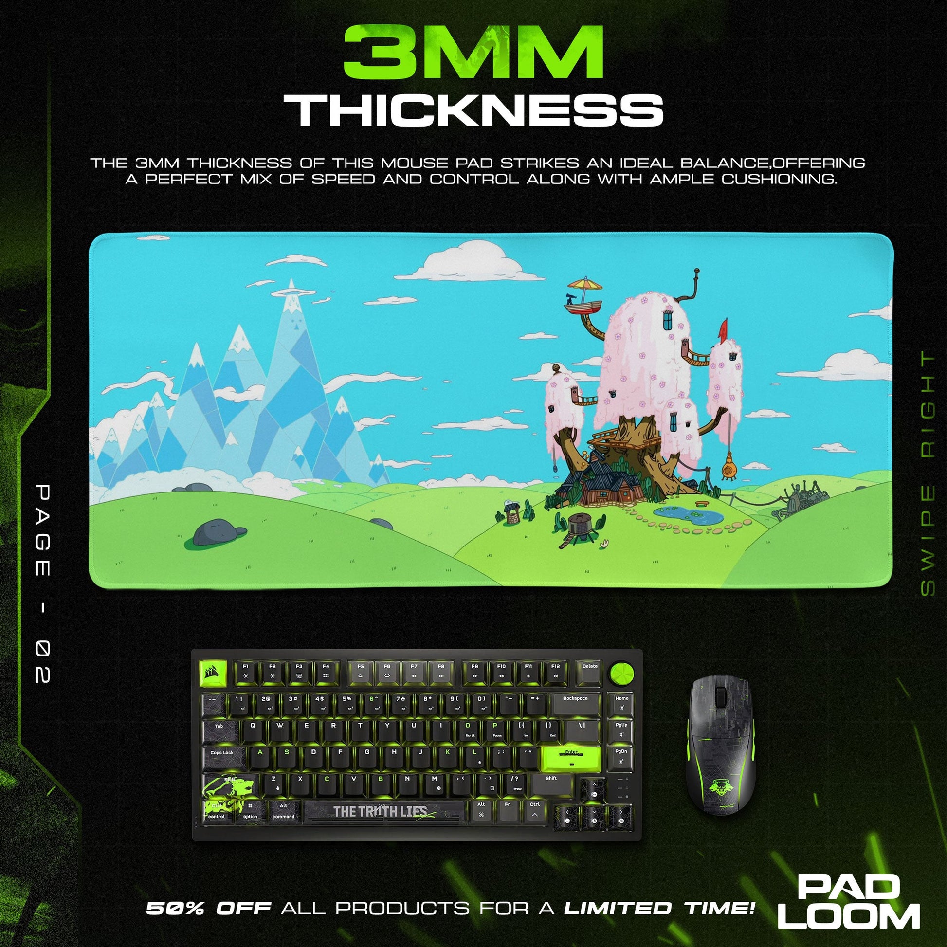 Adventure Time Mouse Pad - Spring Tree Fort Desk Mat Padloom