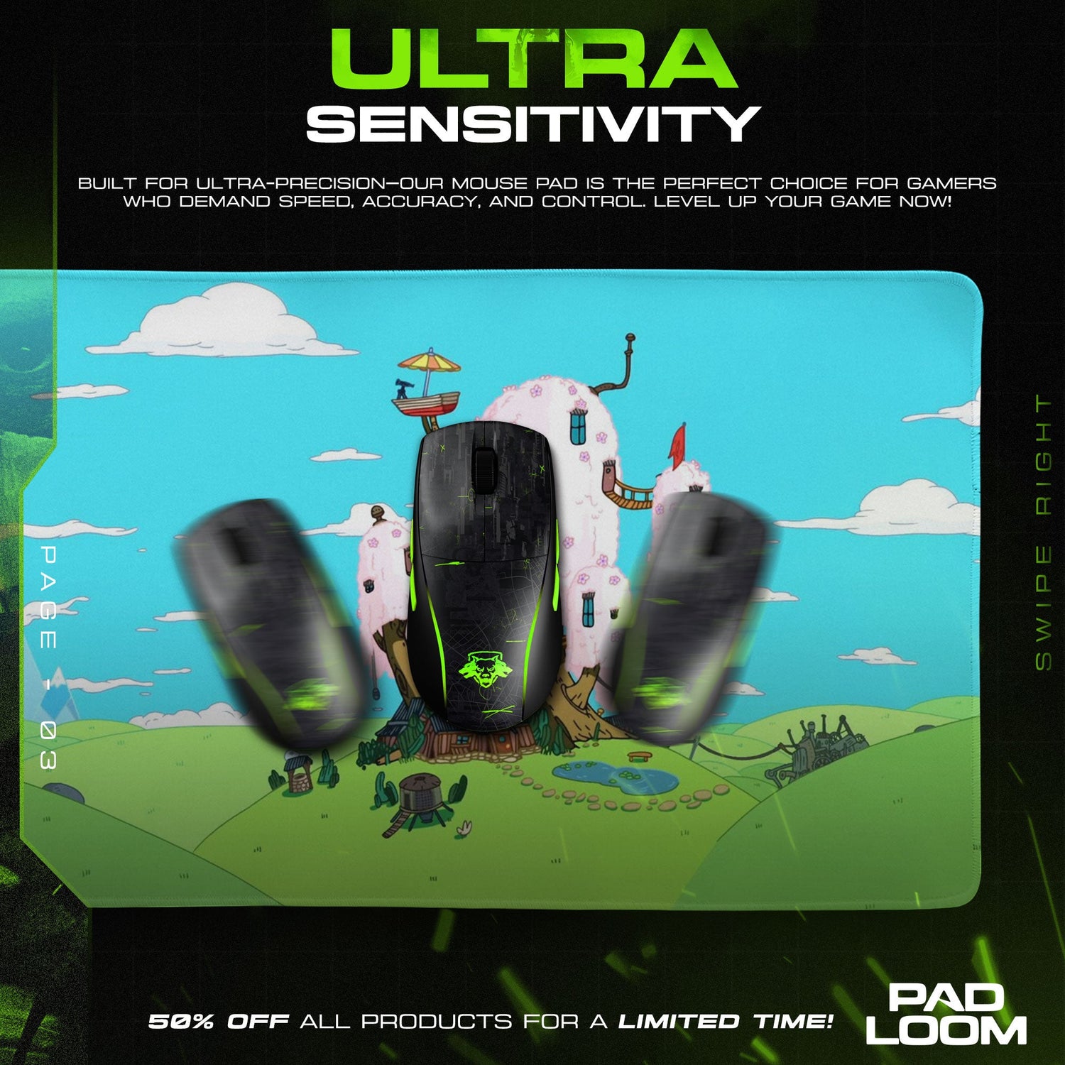 Adventure Time Mouse Pad - Spring Tree Fort Desk Mat Padloom