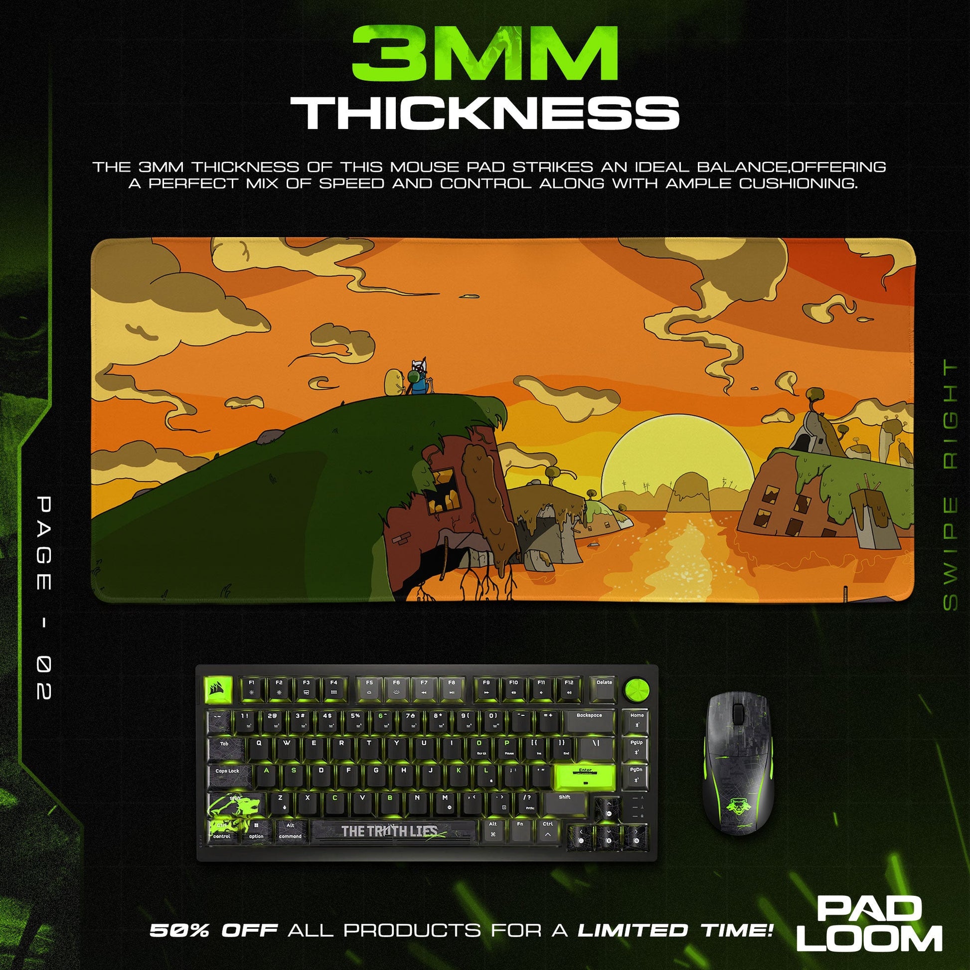 Adventure Time Mouse Pad - Sunset Cliff Desk Mat Padloom