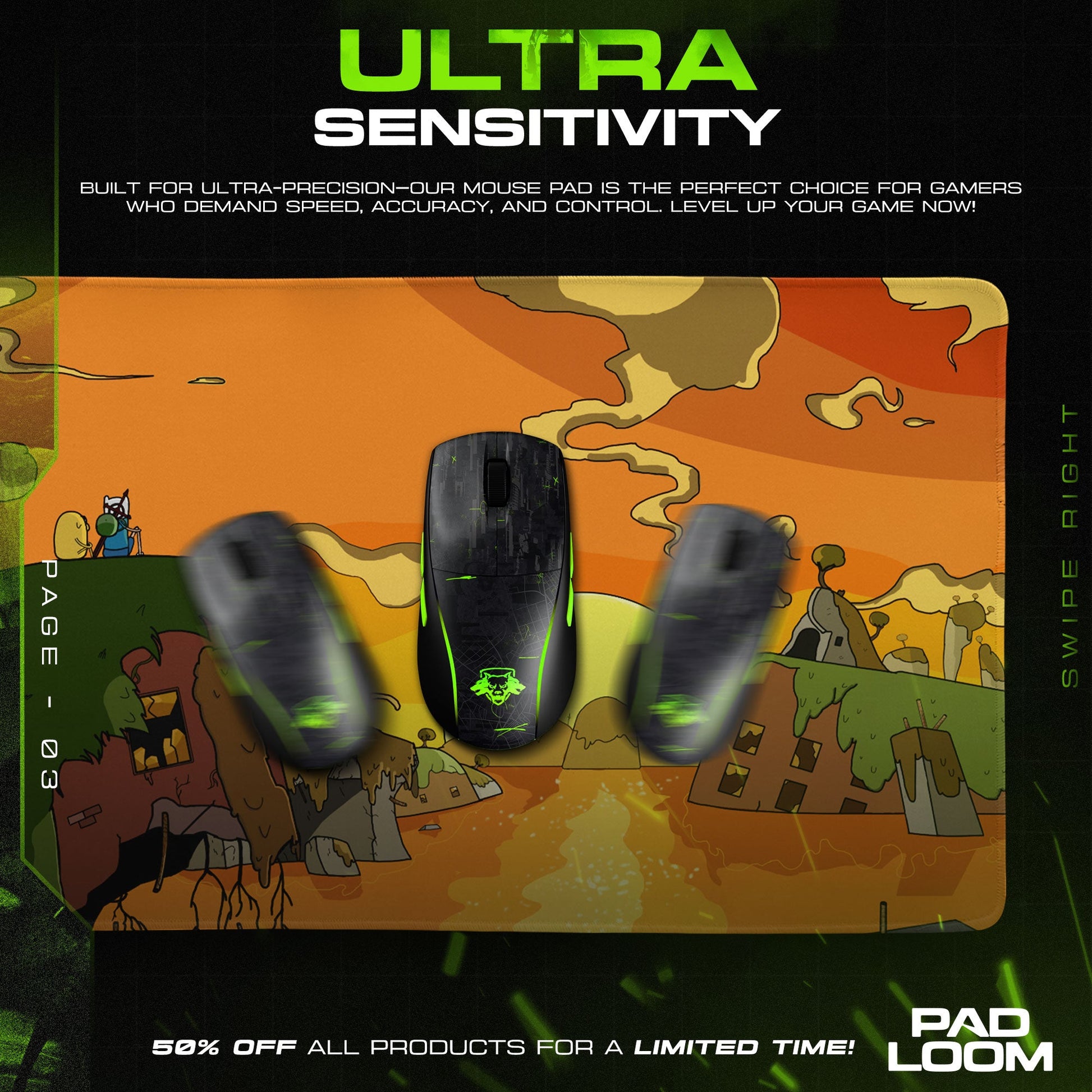 Adventure Time Mouse Pad - Sunset Cliff Desk Mat Padloom