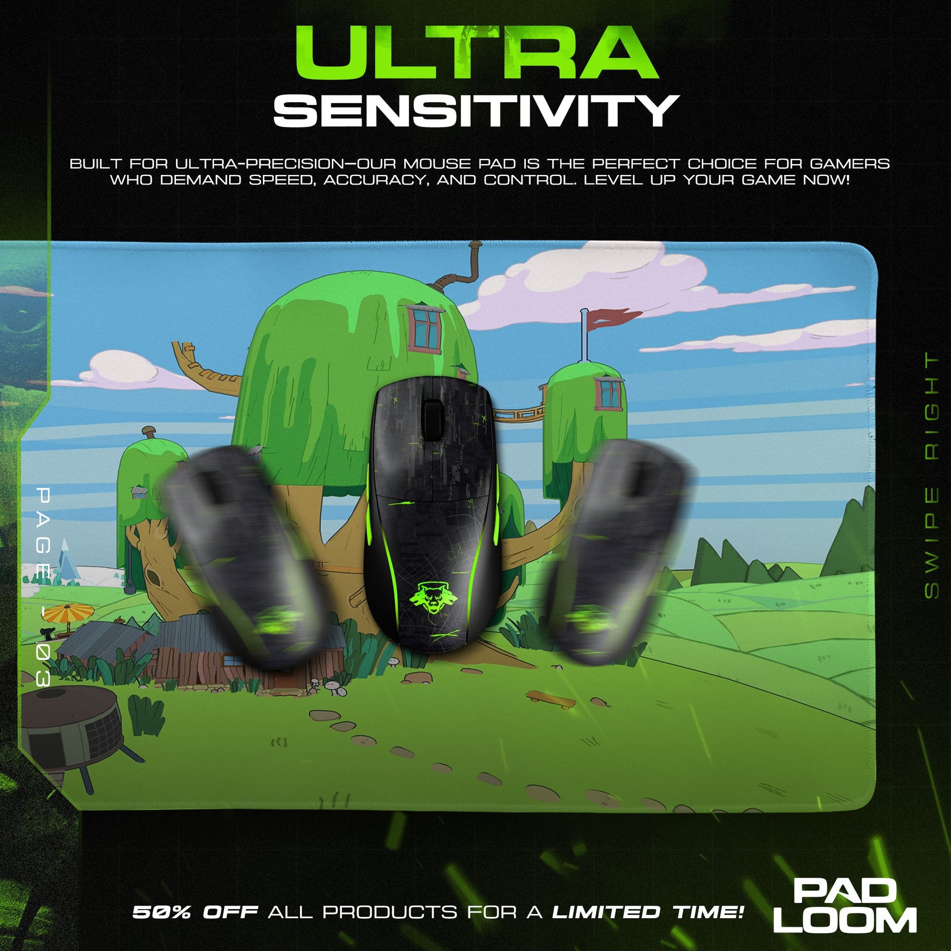 Adventure Time Mouse Pad - Tree Fort Desk Mat Padloom