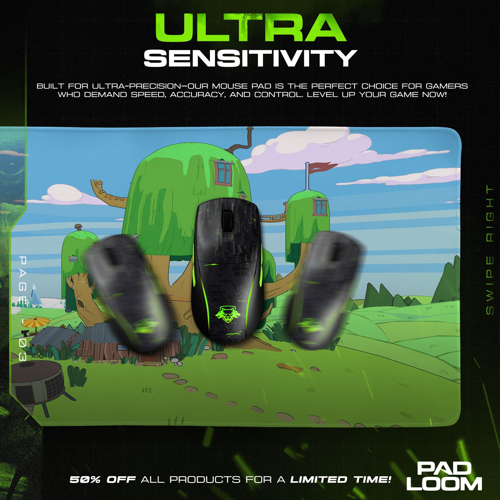 Adventure Time Mouse Pad - Tree Fort Desk Mat Padloom