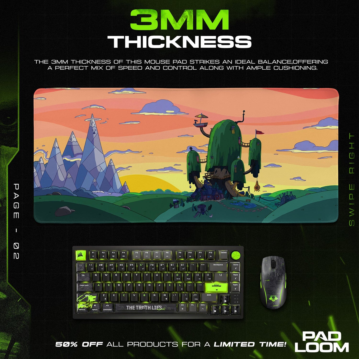 Adventure Time Tree Fort Mouse Pad, Cartoon Gaming Desk Mat Padloom