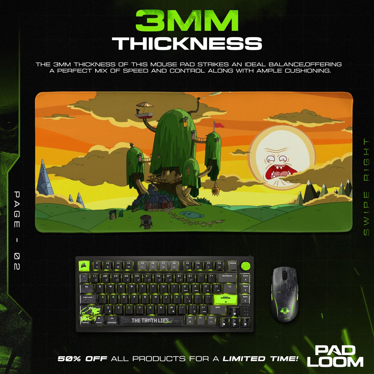 Adventure Time Treehouse Mouse Pad, Cartoon Gamer Desk Mat Padloom