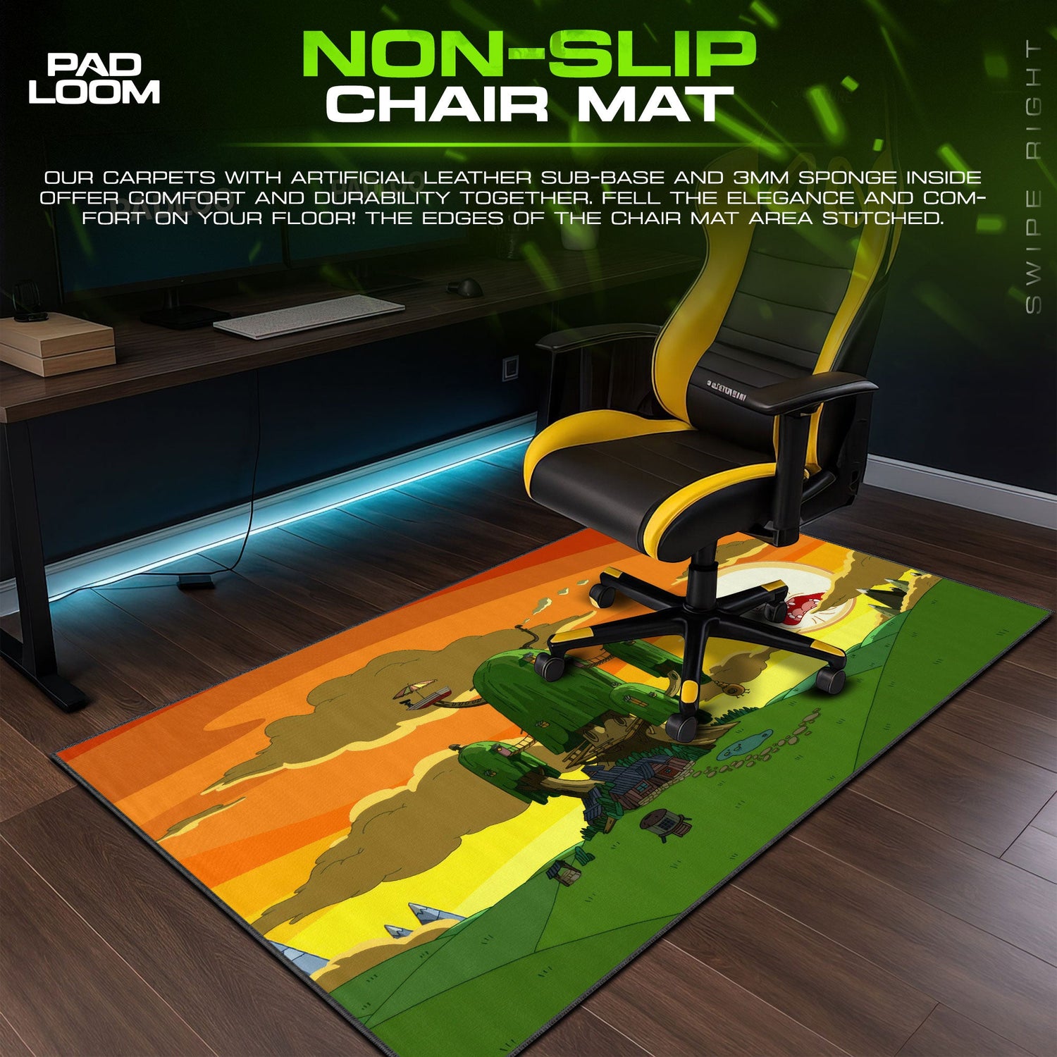 Adventure Time Treehouse Mouse Pad, Cartoon Gamer Desk Mat Padloom