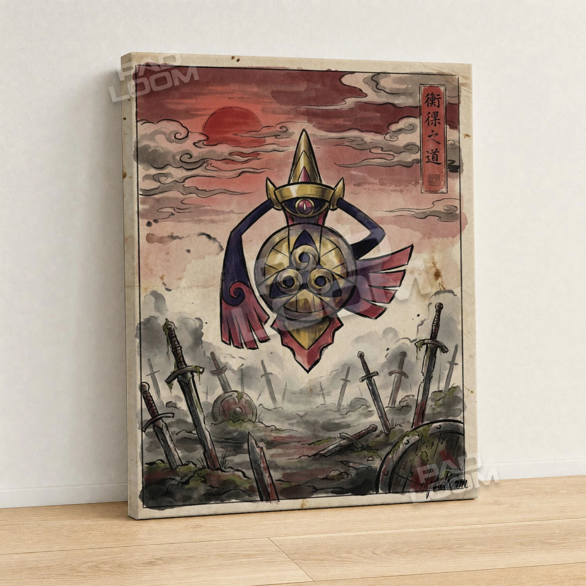 Aegislash Battlefield Pokemon canvas wall art - gallery-wrapped canvas print, side view