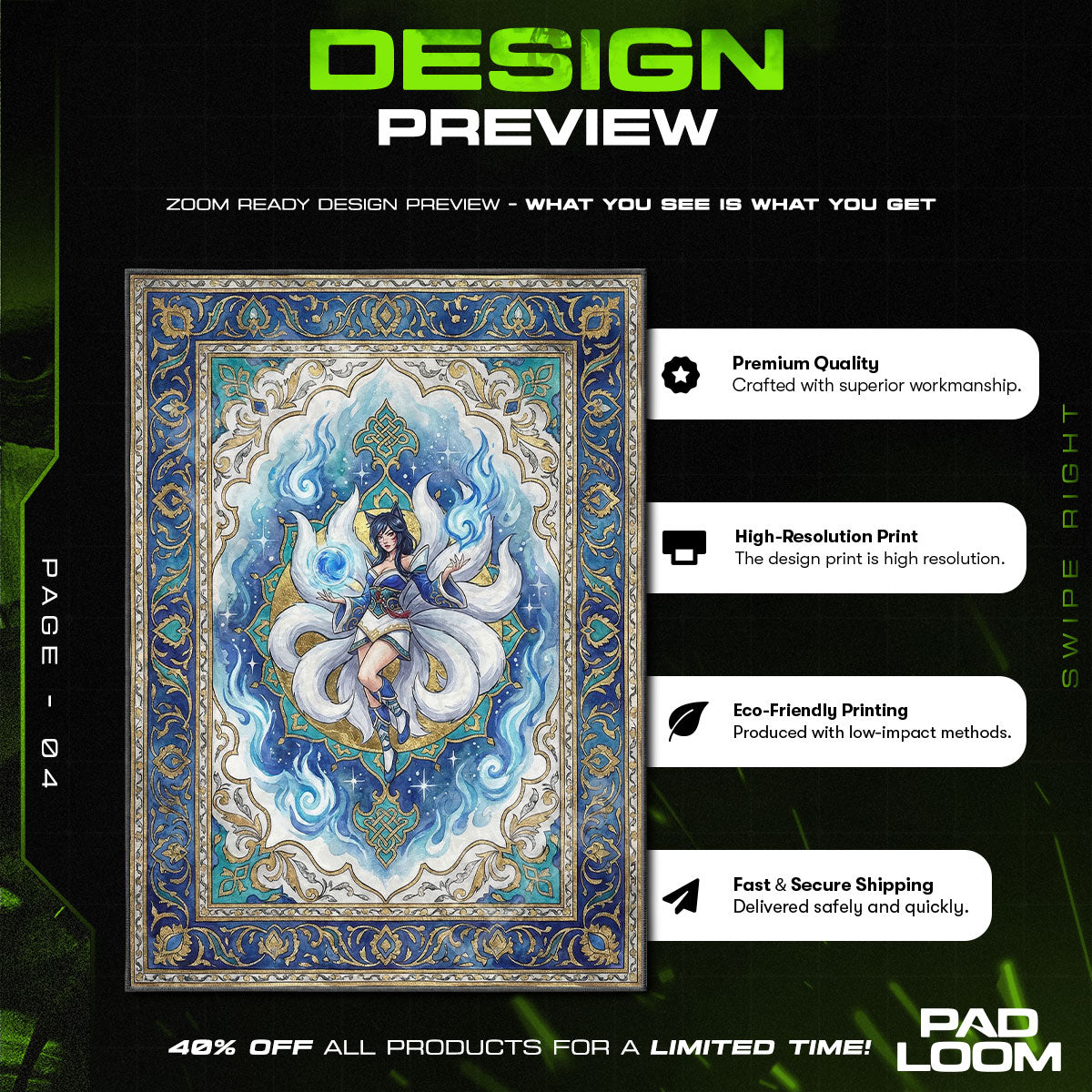 Ahri Celestial Charm Rug - League of Legends Chair Mat