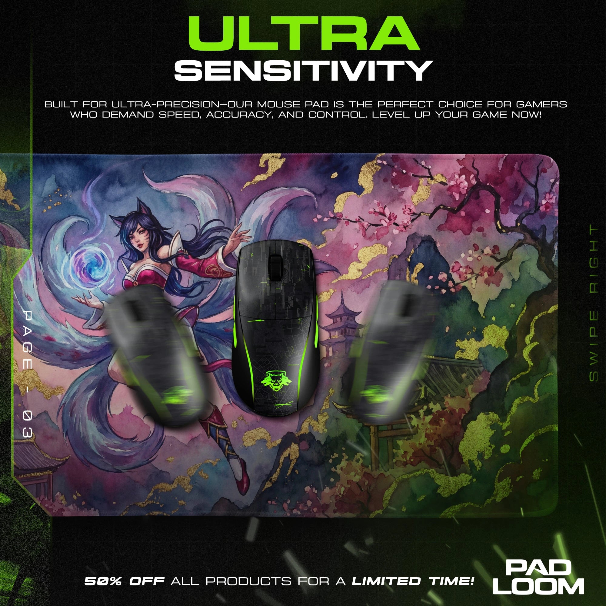Ahri Foxfire Orb Mouse Pad - League of Legends Mat