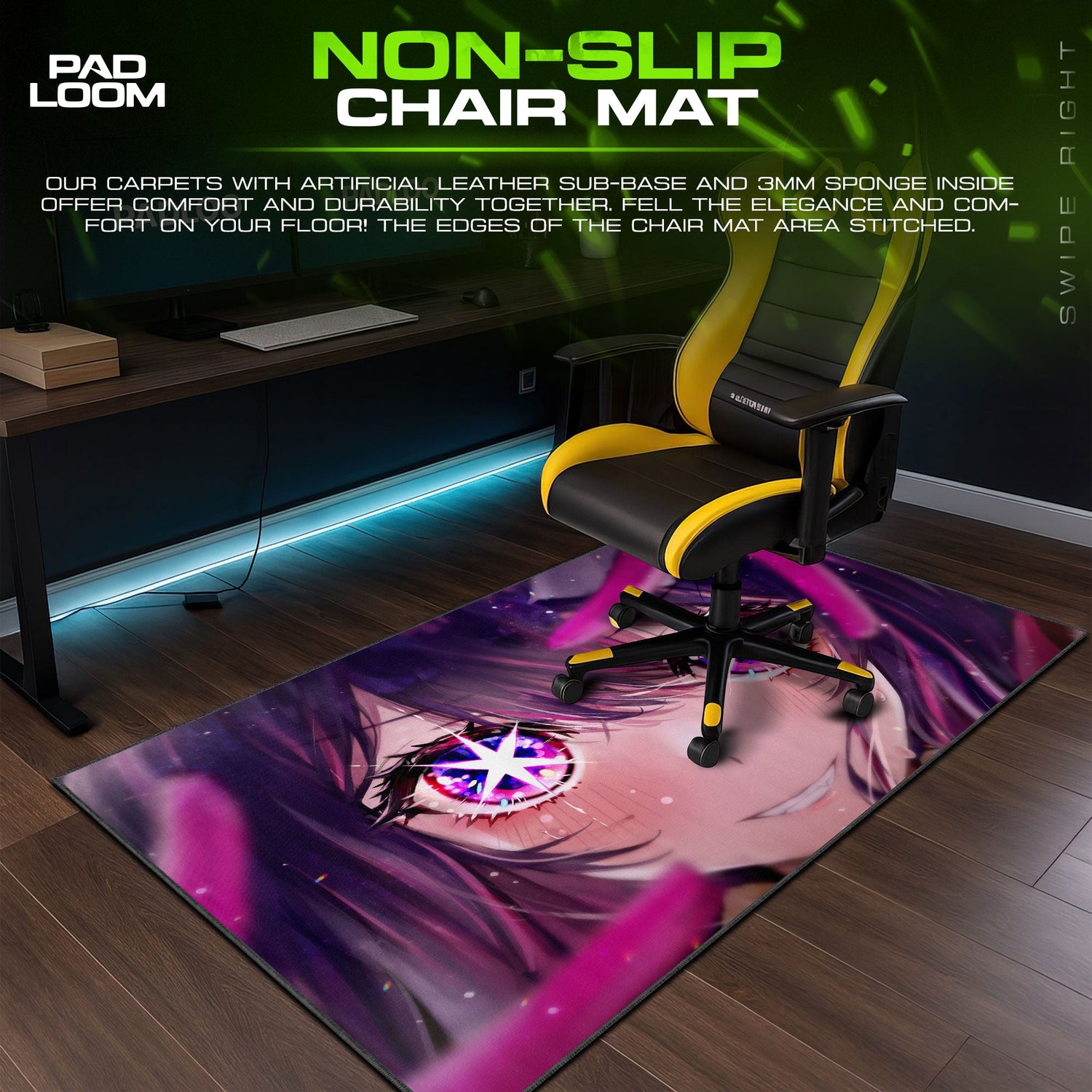 Ai Hoshino Starlit Eyes Mouse Pad, Anime Gaming Desk Mat Padloom