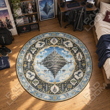 Aincrad Floating Sword Art Online round rug on a bedroom floor - Sword Art Online chair mat