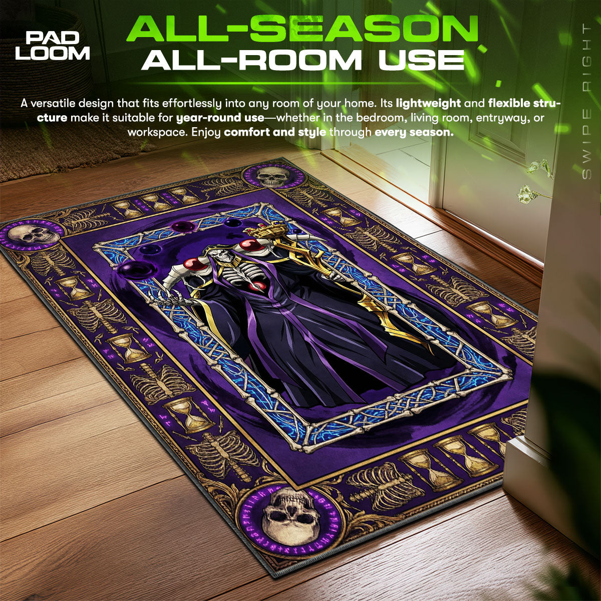 Ainz Ooal Gown Sorcerer King Overlord Chair fan rug — premium quality print