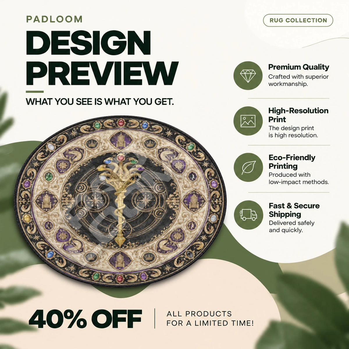 Ainz Scepter Overlord round rug full design preview