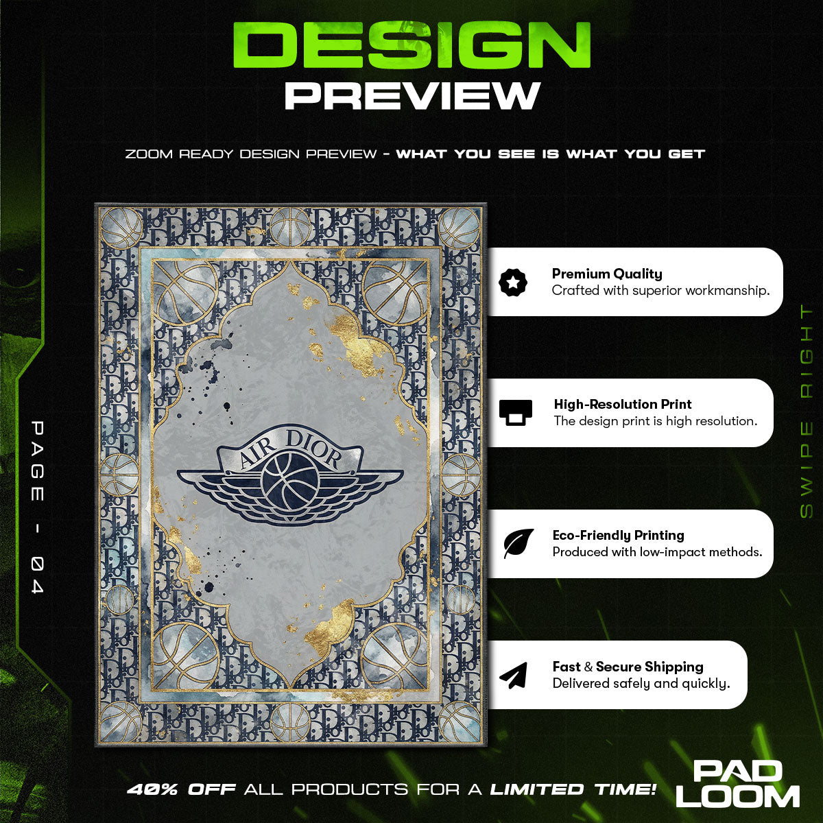 Floor character design printed on rug