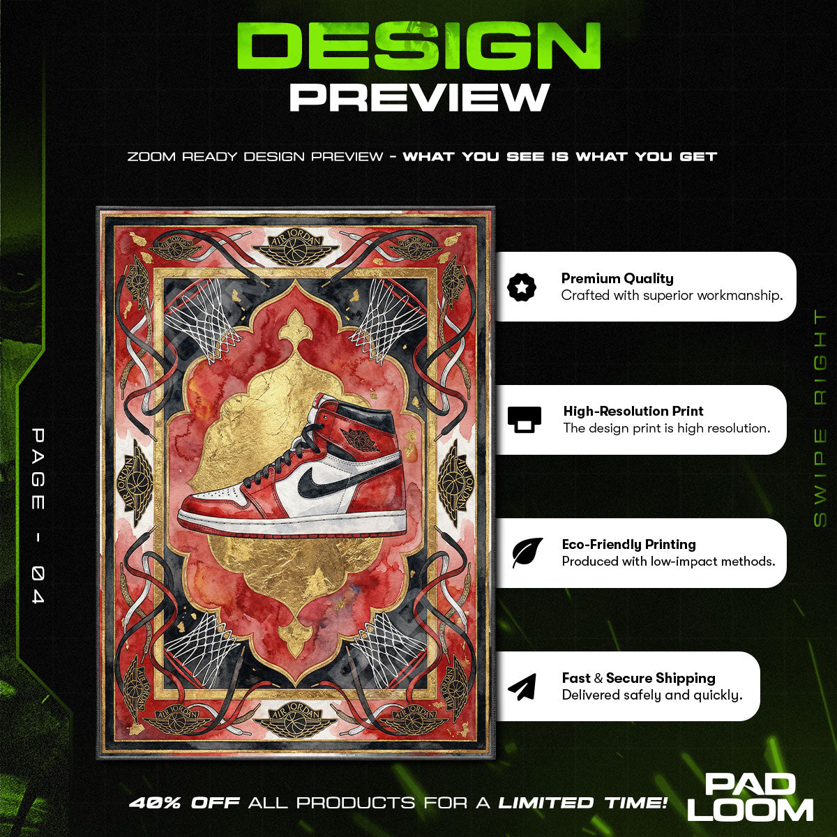 Floor character design printed on rug