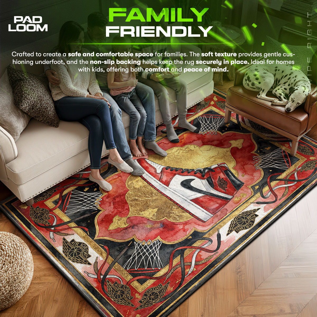 Air area rug showing full home decor artwork