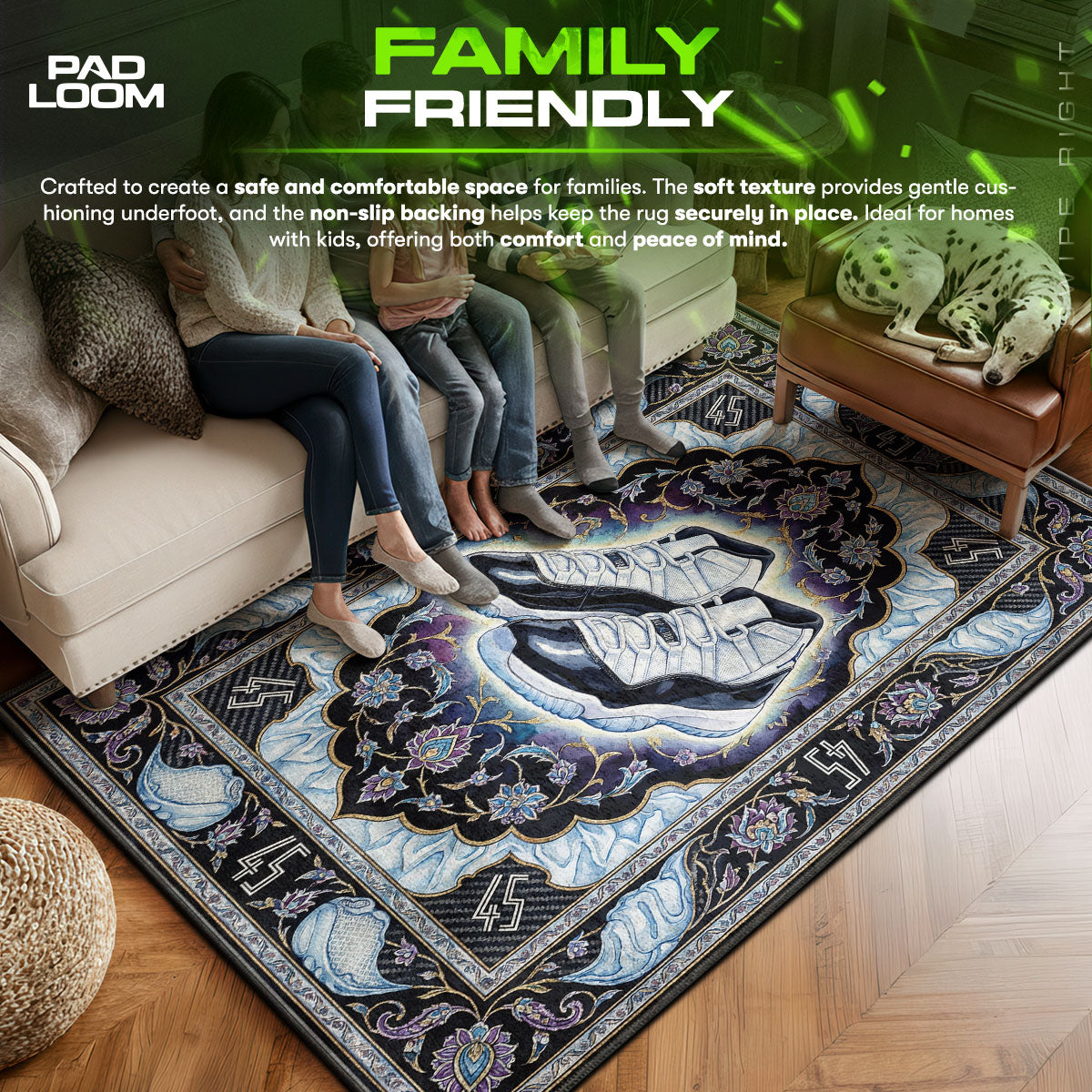 Air area rug showing full Retro artwork