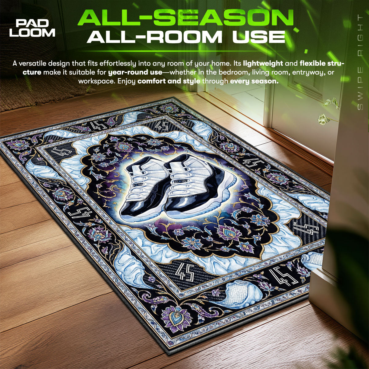 Air Jordan Concord Floor Decor fan rug — premium quality print
