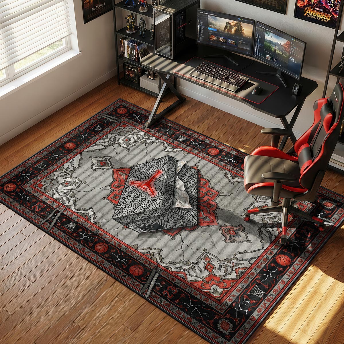 Air Jordan Cement Box Sneakerhead Floor rug — main product view