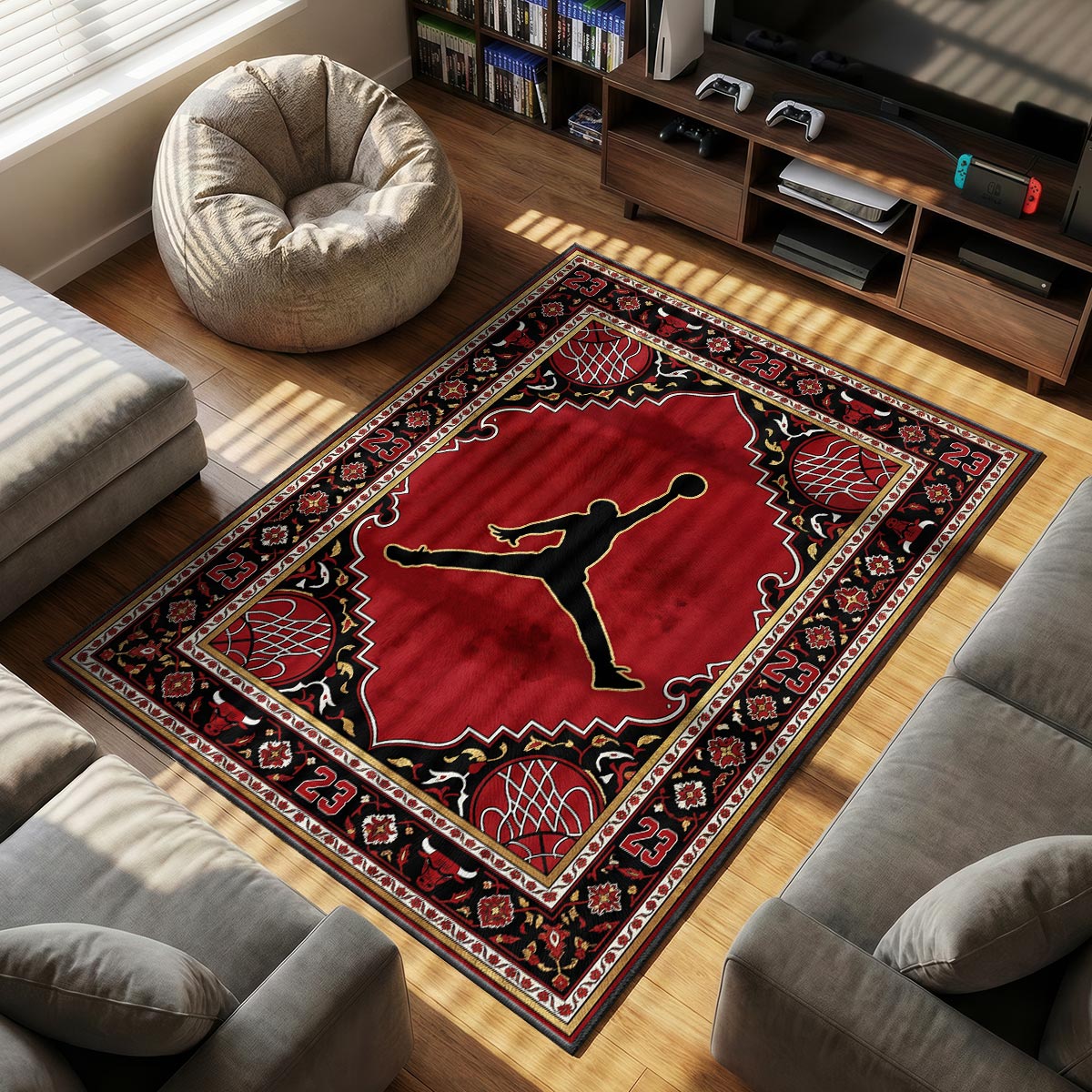 Air Jordan themed area rug for home decor fans