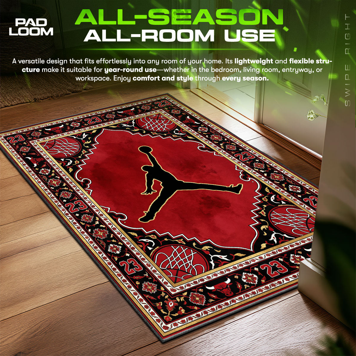 Air Jordan Jumpman Chicago Red Floor Decor fan rug — premium quality print