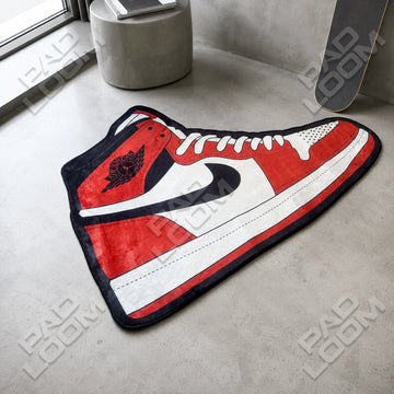 Air Jordan shaped area rug, die-cut man cave rug