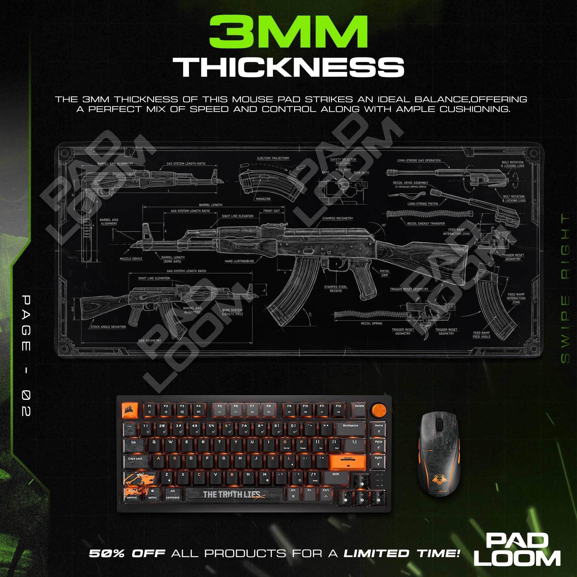 AK-47 Blueprint Mouse Pad - CS:GO Desk Mat