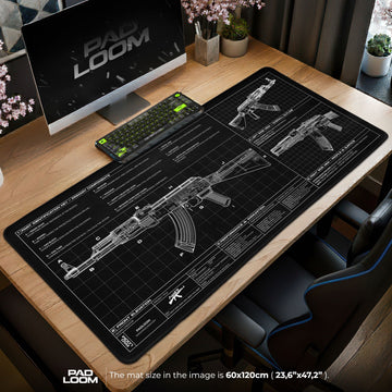 AK-47 Blueprint Mouse Pad - Black CS:GO Gaming Mouse Pad Padloom