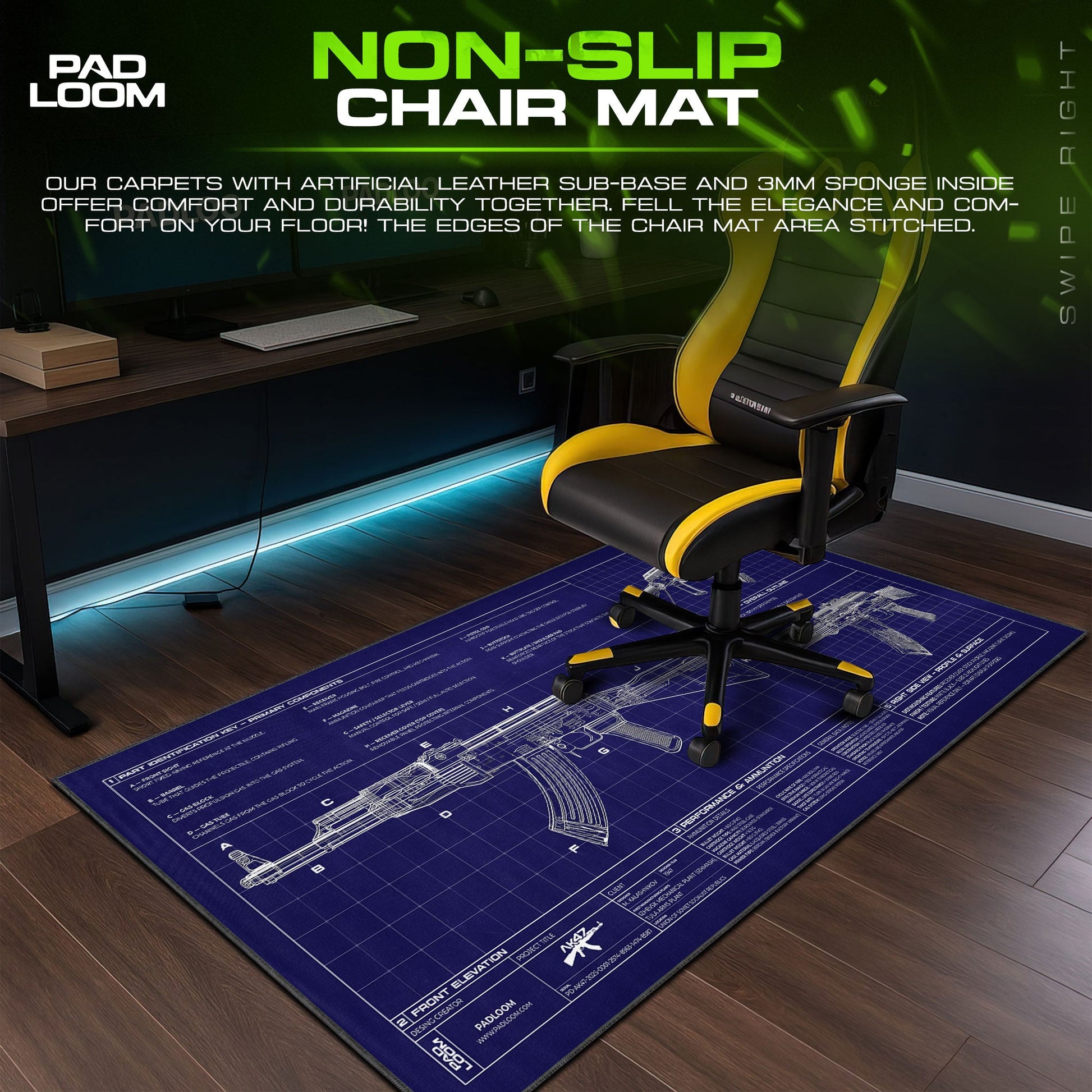 AK-47 Blueprint Mouse Pad - CS:GO Tactical Gaming Mouse Pad Padloom