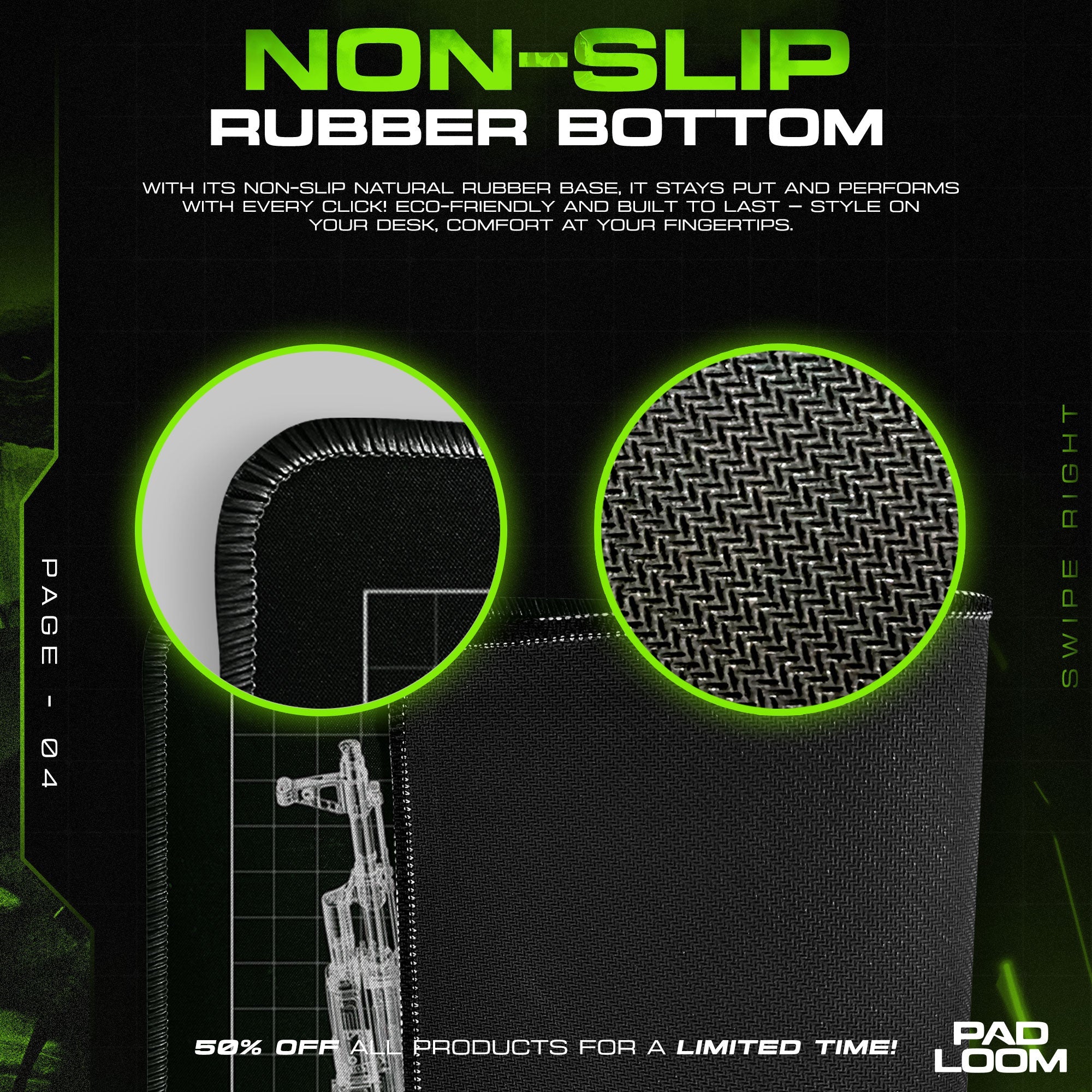 AK-47 Blueprint Mouse Pad - Green CS:GO Gaming Mouse Pad Padloom