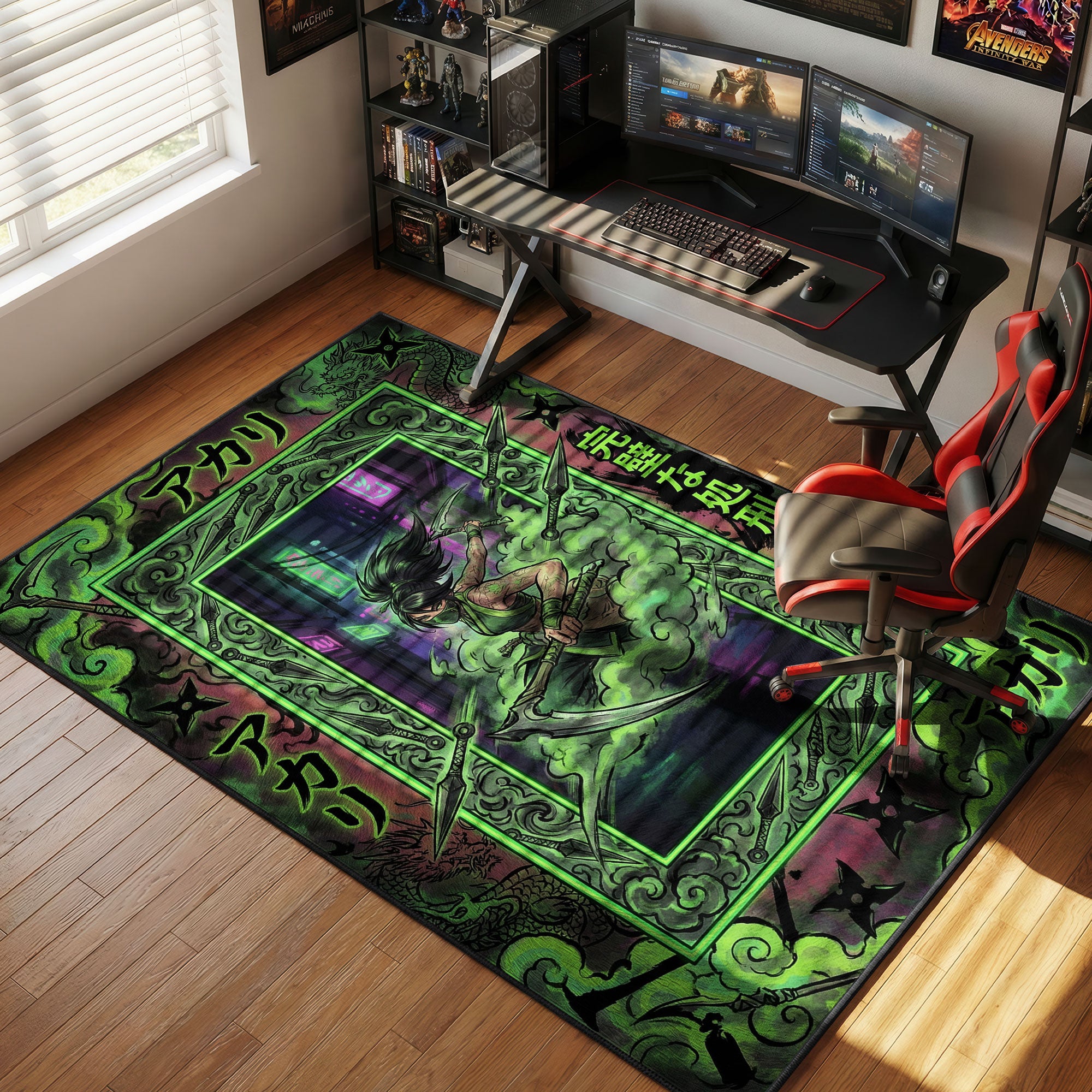 Akali Neon Shroud Rug - League of Legends Chair Mat