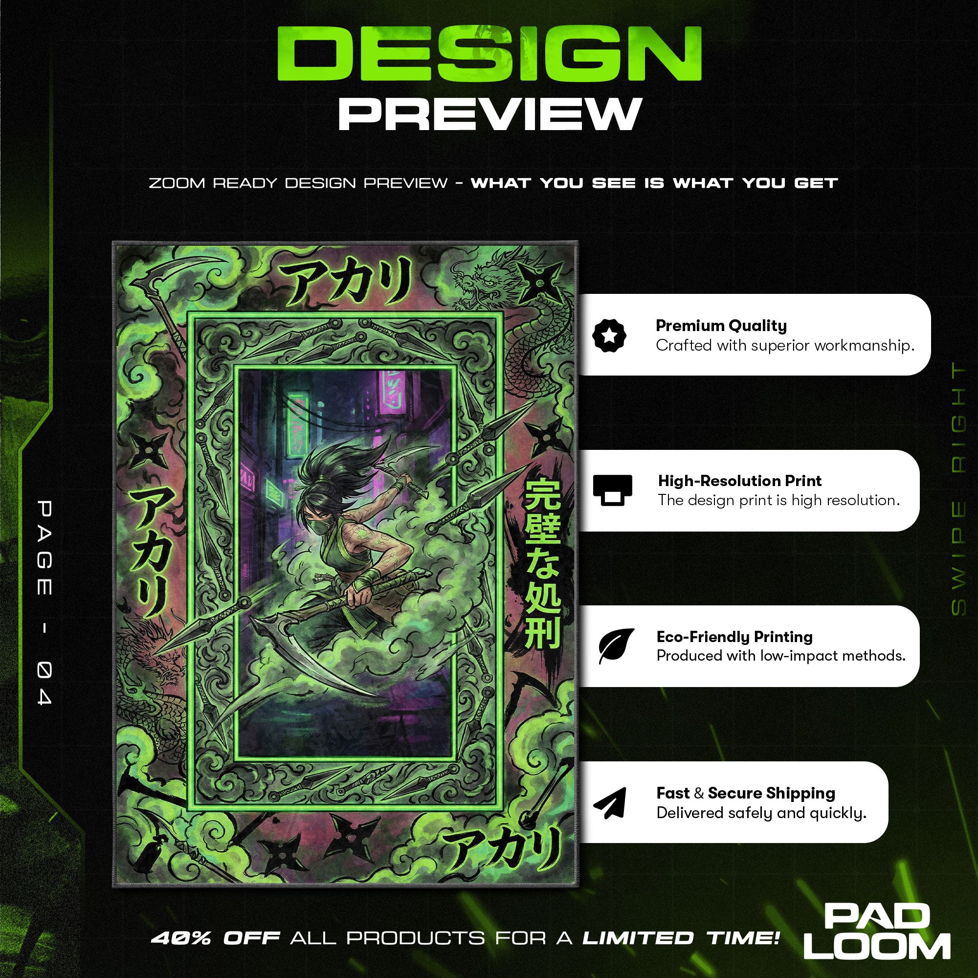 Akali Neon Shroud Rug - League of Legends Chair Mat