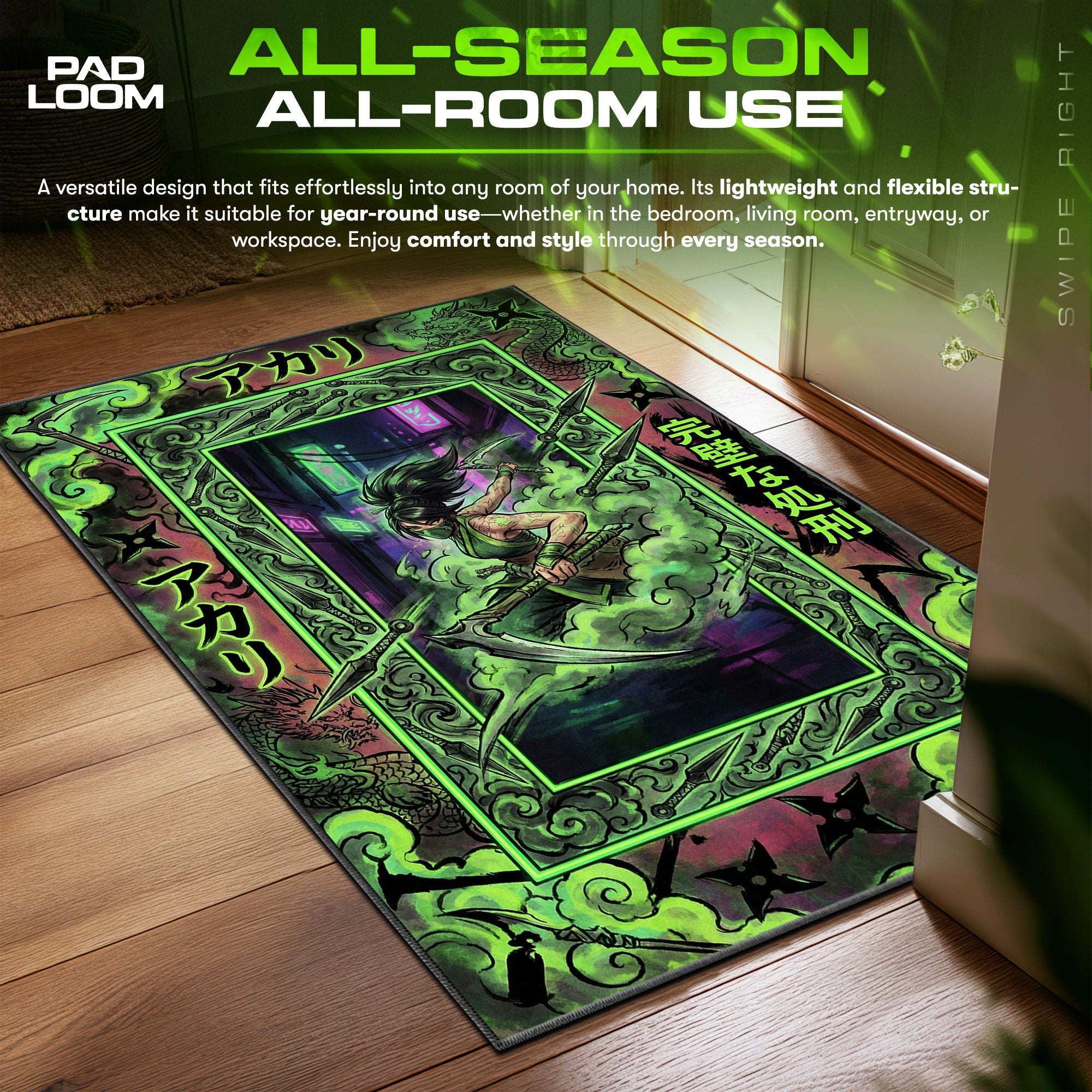 Akali Neon Shroud Rug - League of Legends Chair Mat