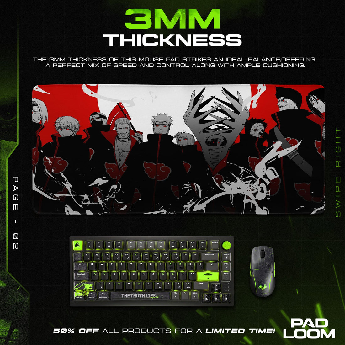 Akatsuki Clan Mouse Pad - Red Cloud Anime Desk Mat Padloom