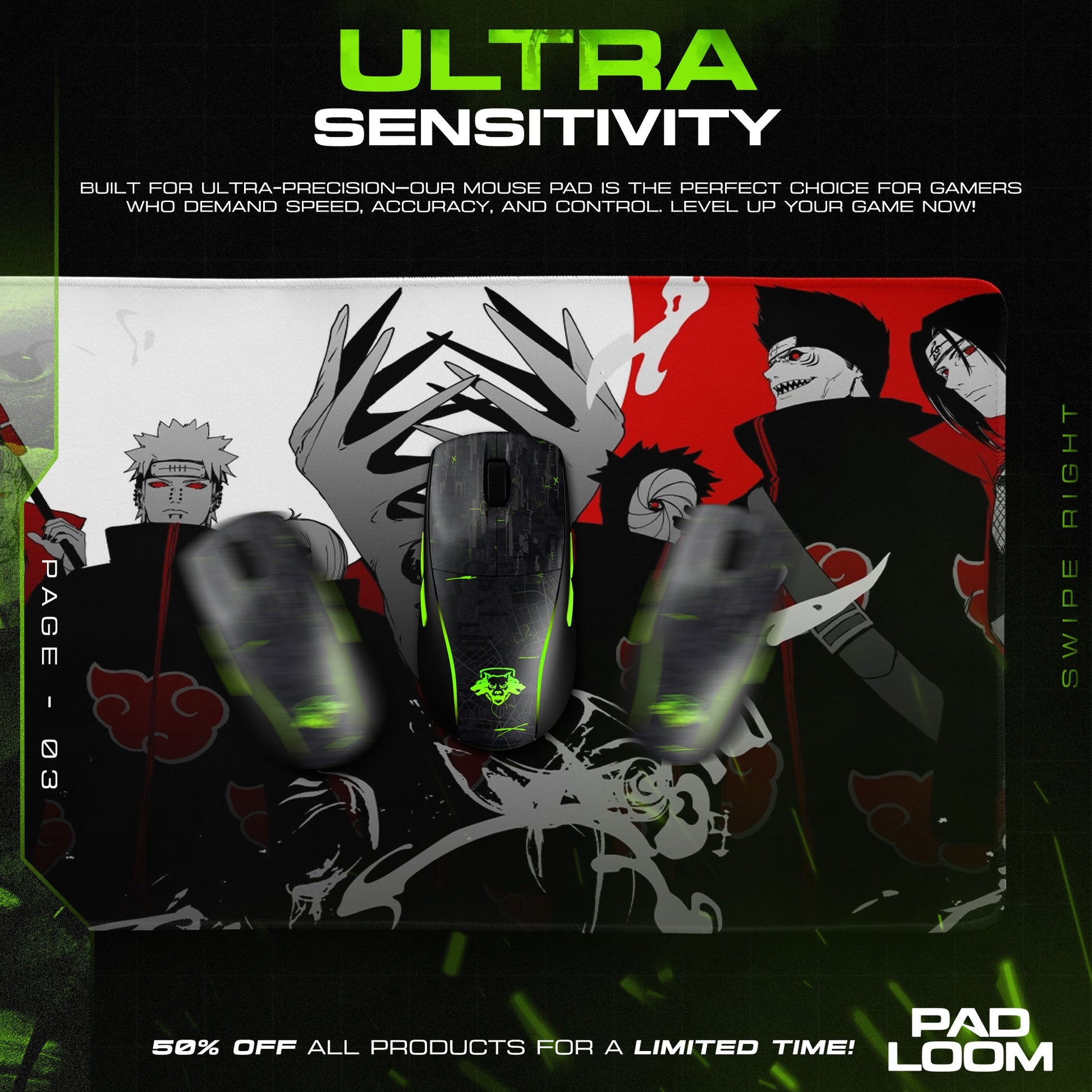 Akatsuki Clan Mouse Pad - Red Cloud Anime Desk Mat Padloom