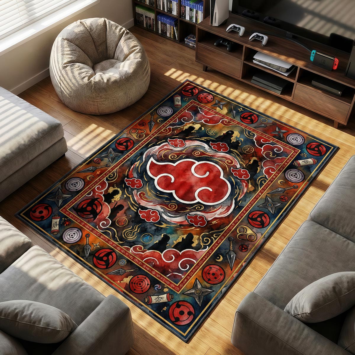 Akatsuki Cloud Rug - Naruto Shippuden Chair Mat