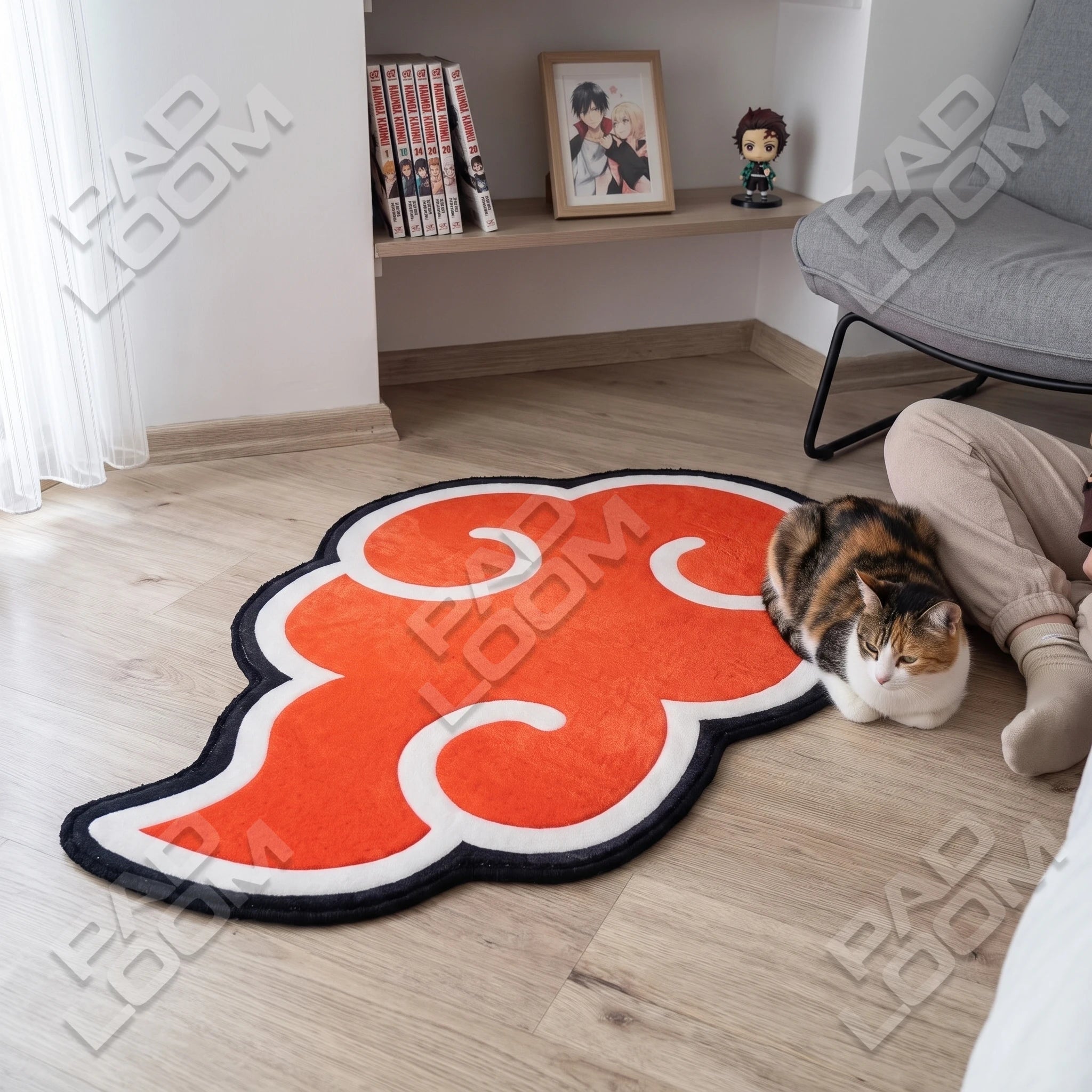 Akatsuki Cloud shaped rug shown in a room setting