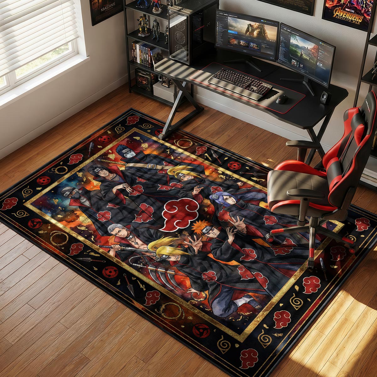 Akatsuki Members Red Cloud Rug - Naruto Shippuden Chair Mat