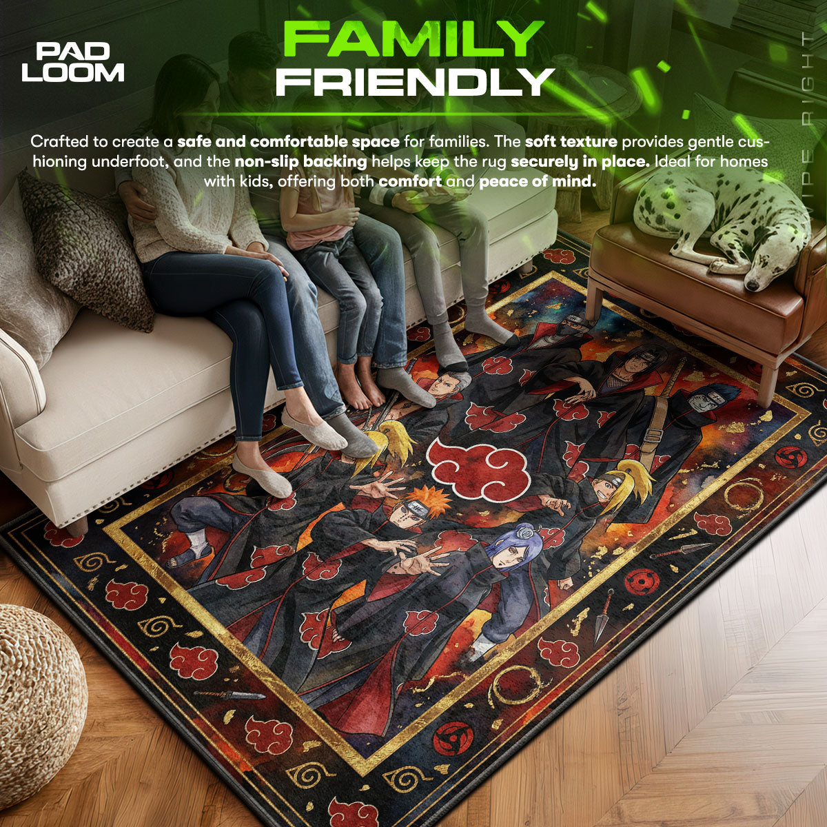 Akatsuki Members Red Cloud Rug - Naruto Shippuden Chair Mat