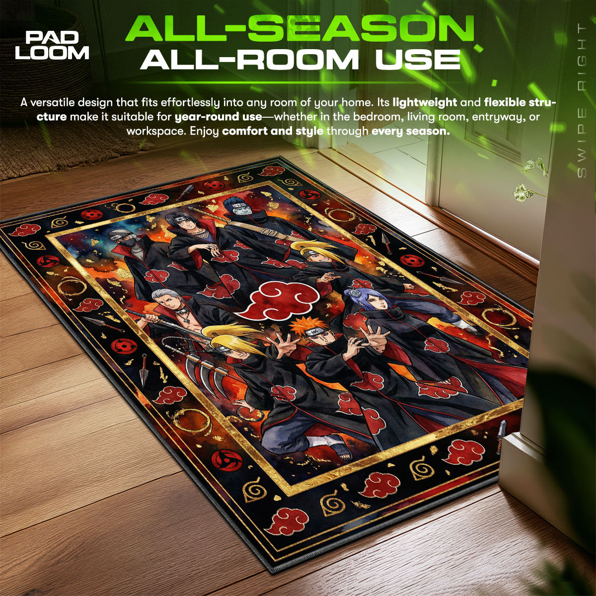Akatsuki Members Red Cloud Rug - Naruto Shippuden Chair Mat
