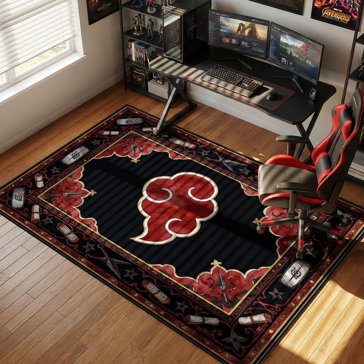 Akatsuki Red Cloud Rogue Ninja Naruto Room rug — main product view