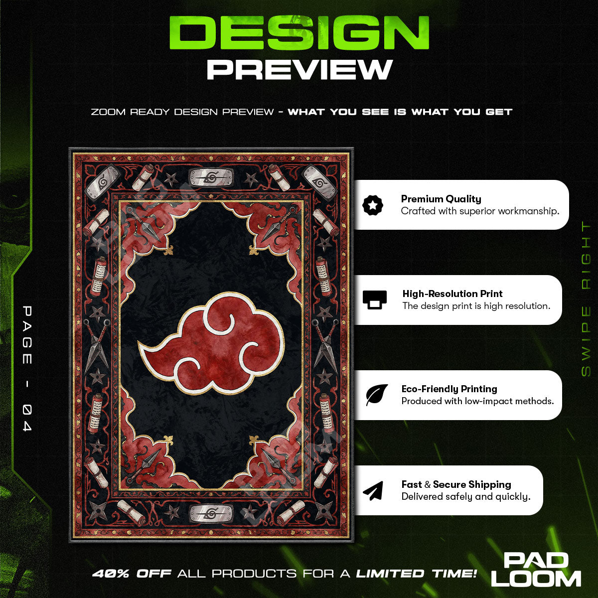 Room character design printed on rug
