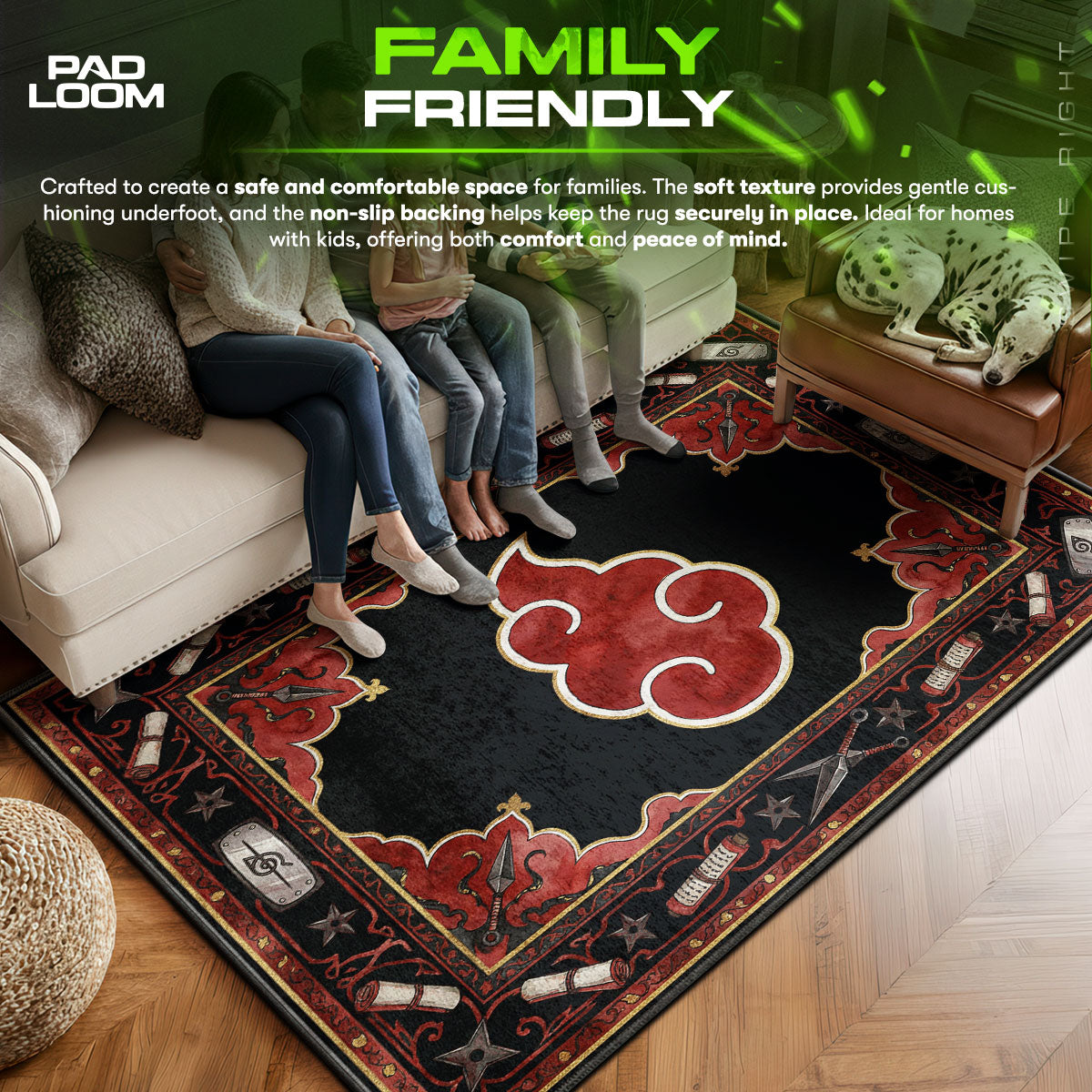 Akatsuki area rug showing full home decor artwork