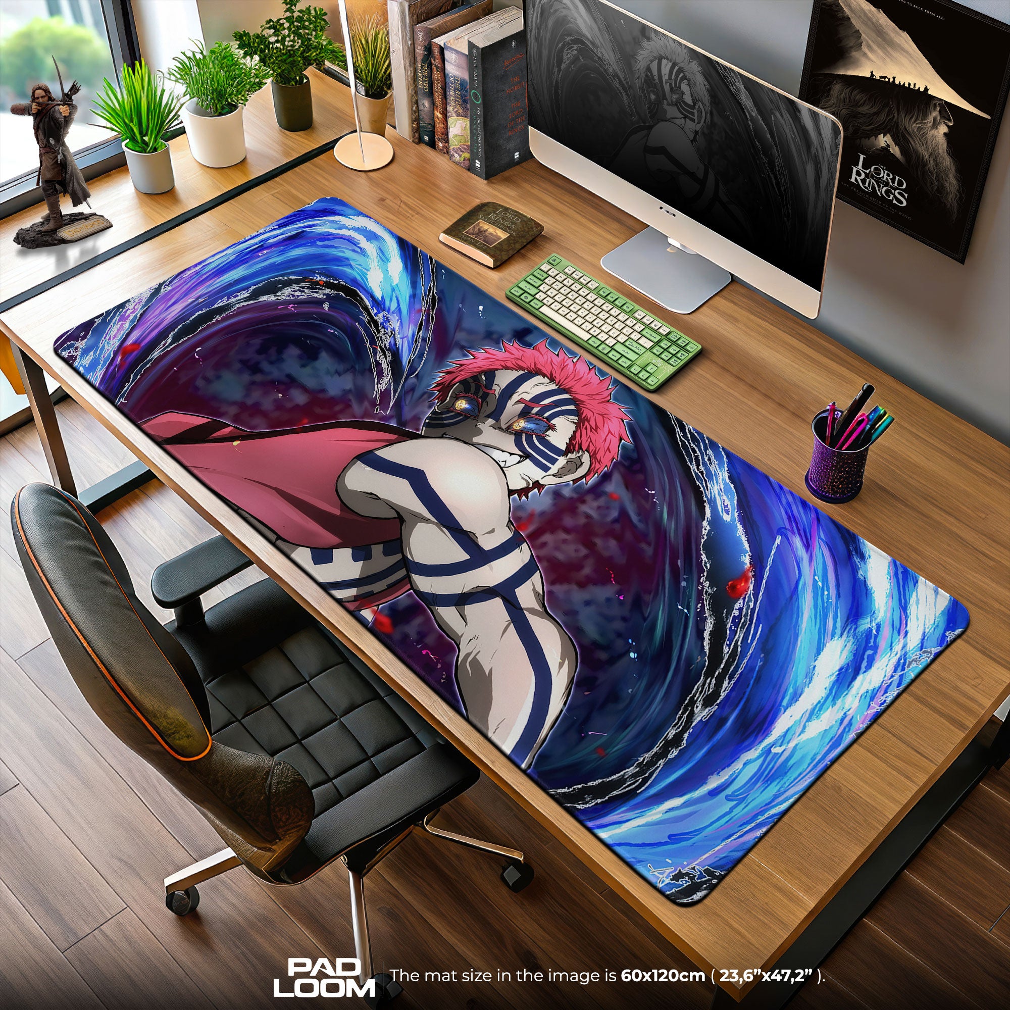 Akaza Demon Art Mouse Pad, Water Surge Anime Desk Mat