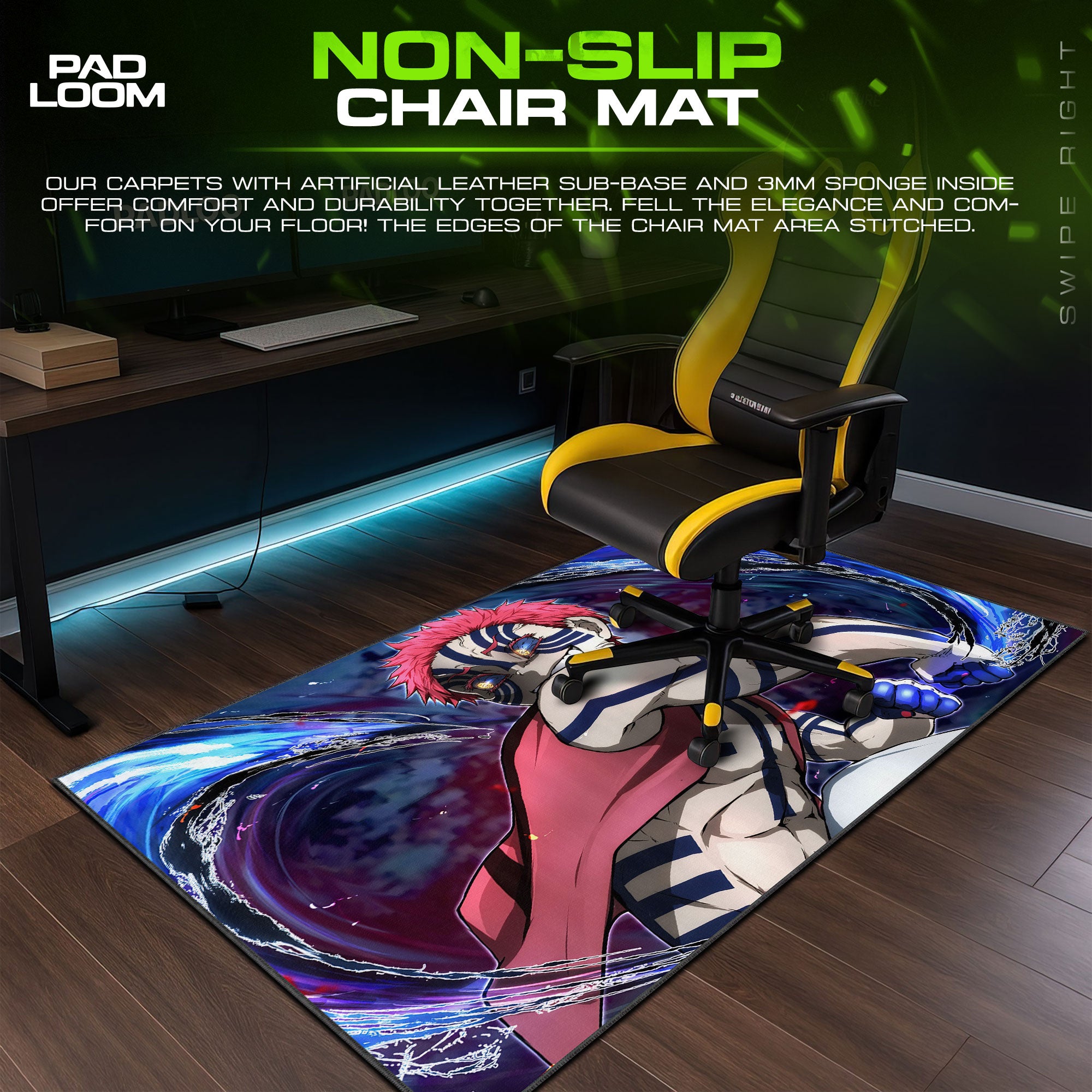 Akaza Demon Art Mouse Pad, Water Surge Anime Desk Mat